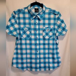 Stylish Blue Plaid Button Down Shirt